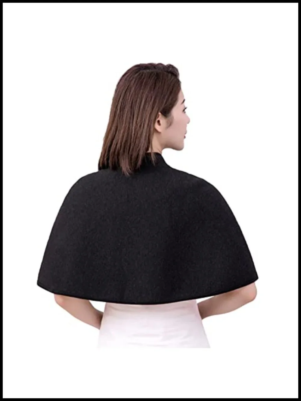 Reversible Faux Lamb Wool Shoulder Cape Shawl Wrap Buttons, Winter Warm Neck